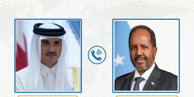 Xasan Sheekh iyo Amiirka Qatar oo khadka Telefoonka kuwa hadlay